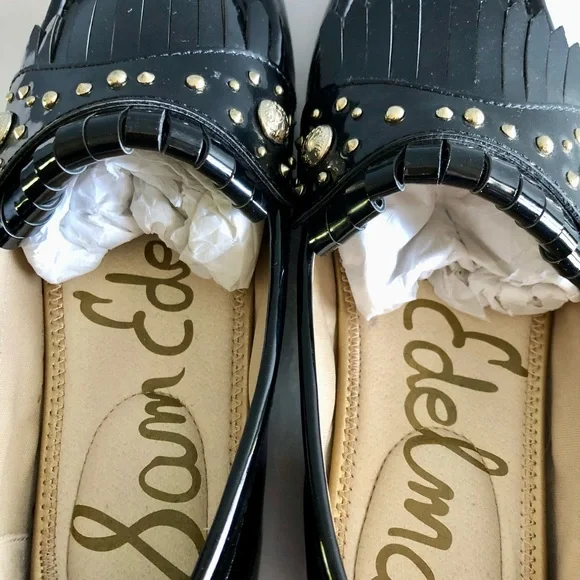 Sam Edelman Black Patent Leather Loafers with Studded Details - Picture 3 of 6